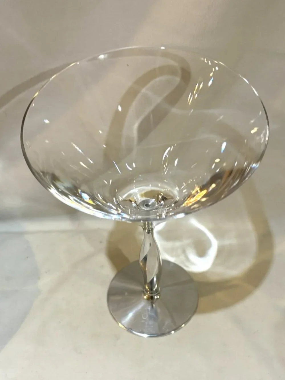 Nambe 2005 Fred Bould Twist Aluminums Alloy Stem Martini Glass #5544 Made in USA